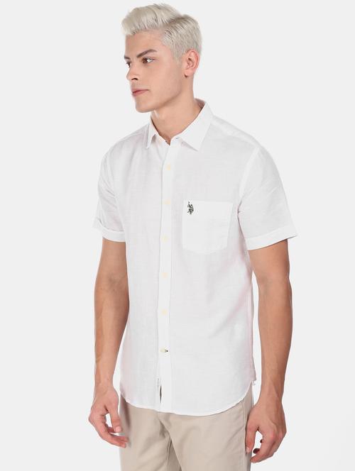 white solid linen casual shirt - 17562143 - Very Small Image - 1