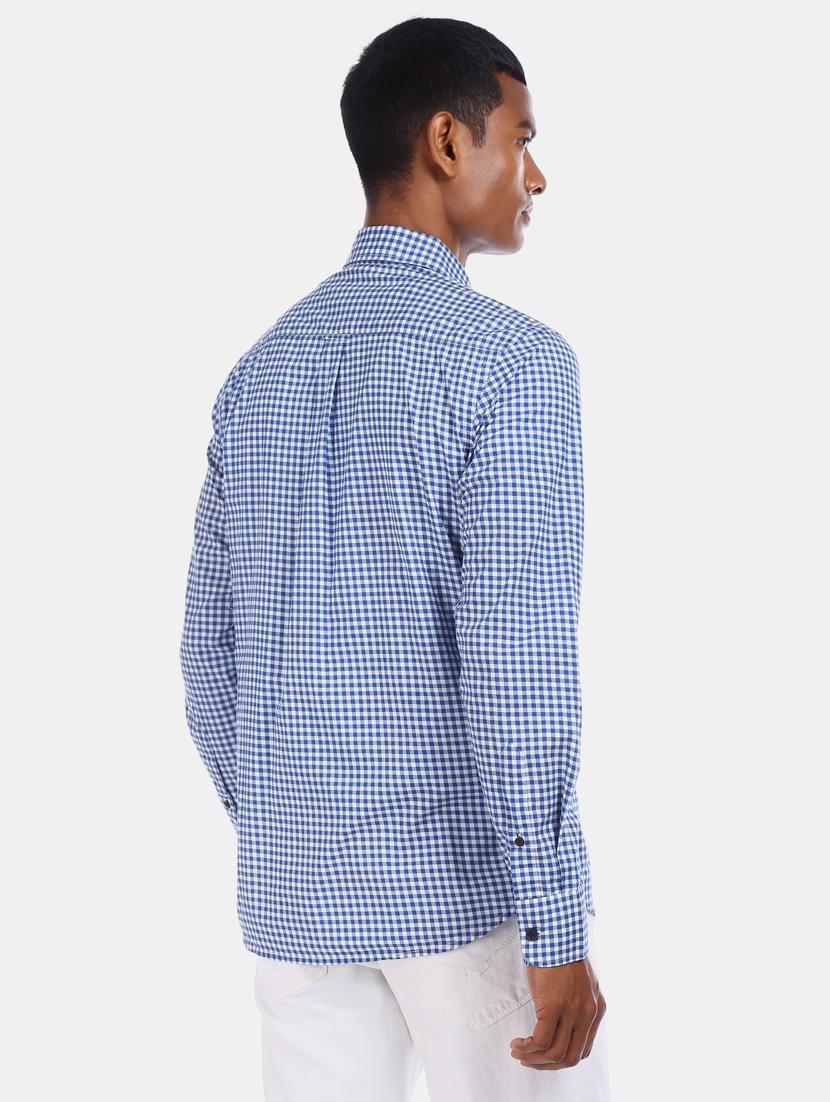 blue checkered casual shirt - 17562227 - Zoom Image - 2