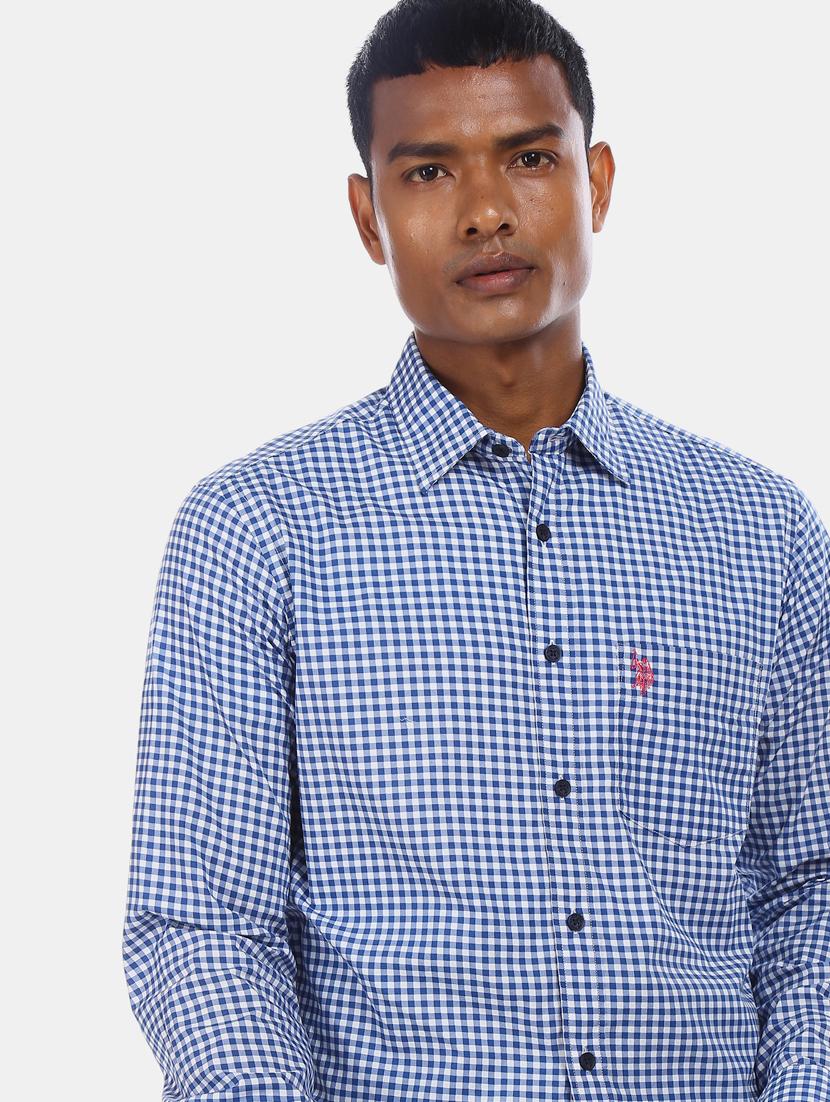 blue checkered casual shirt - 17562227 - Zoom Image - 4