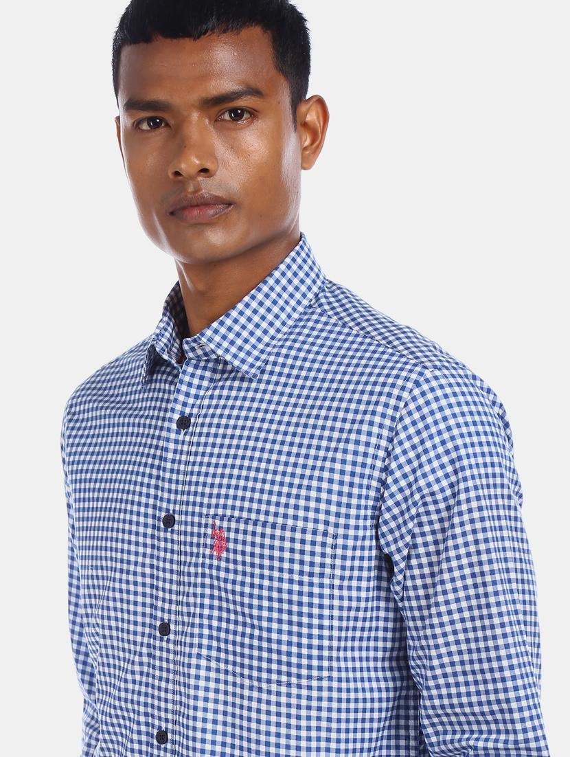 blue checkered casual shirt - 17562227 - Zoom Image - 5