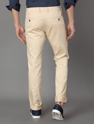 beige solid chinos trousers - 17562464 - Standard Image - 2
