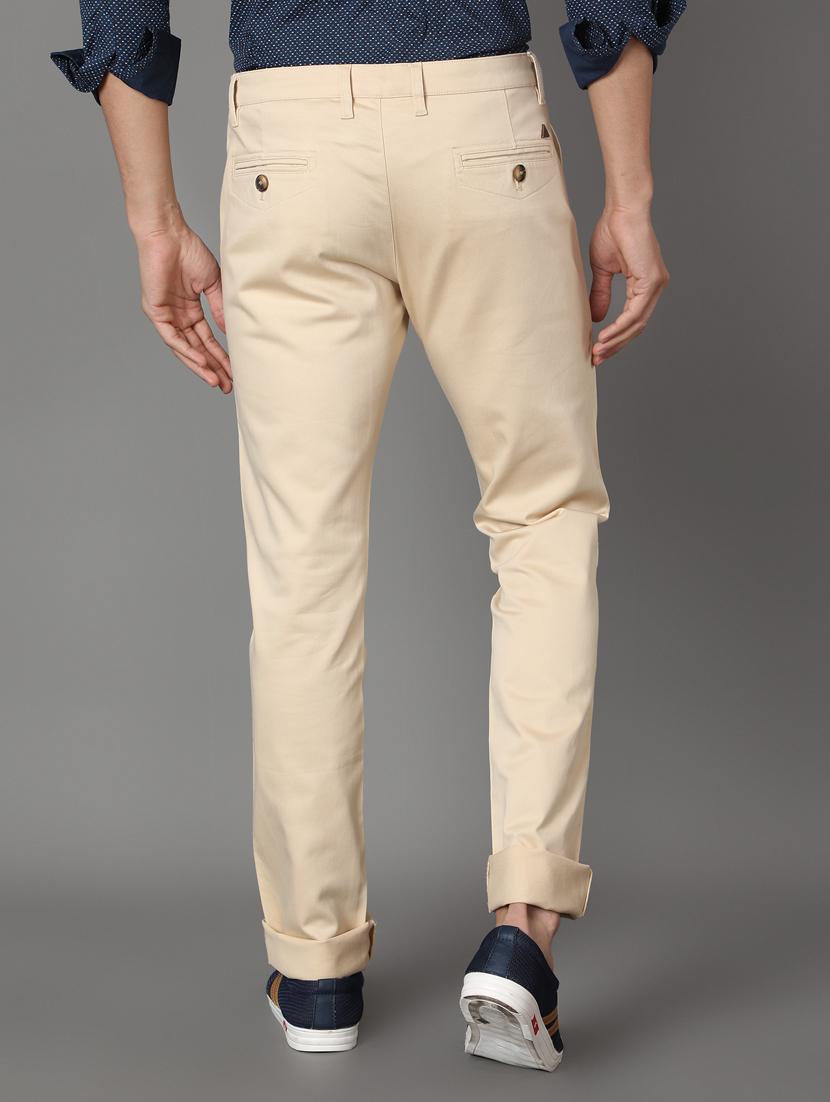 beige solid chinos trousers - 17562464 - Zoom Image - 2