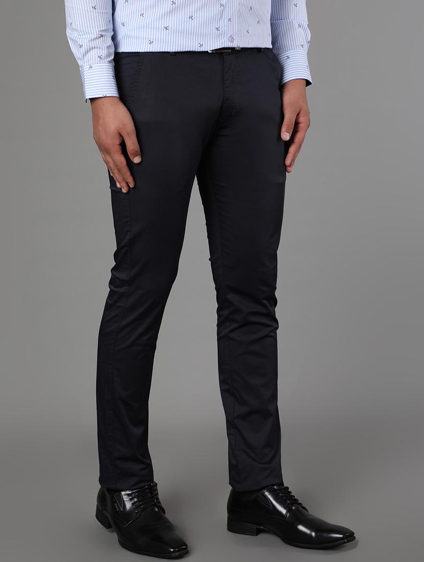 navy blue plain flat front trouser - 17562466 - Zoom Image - 1