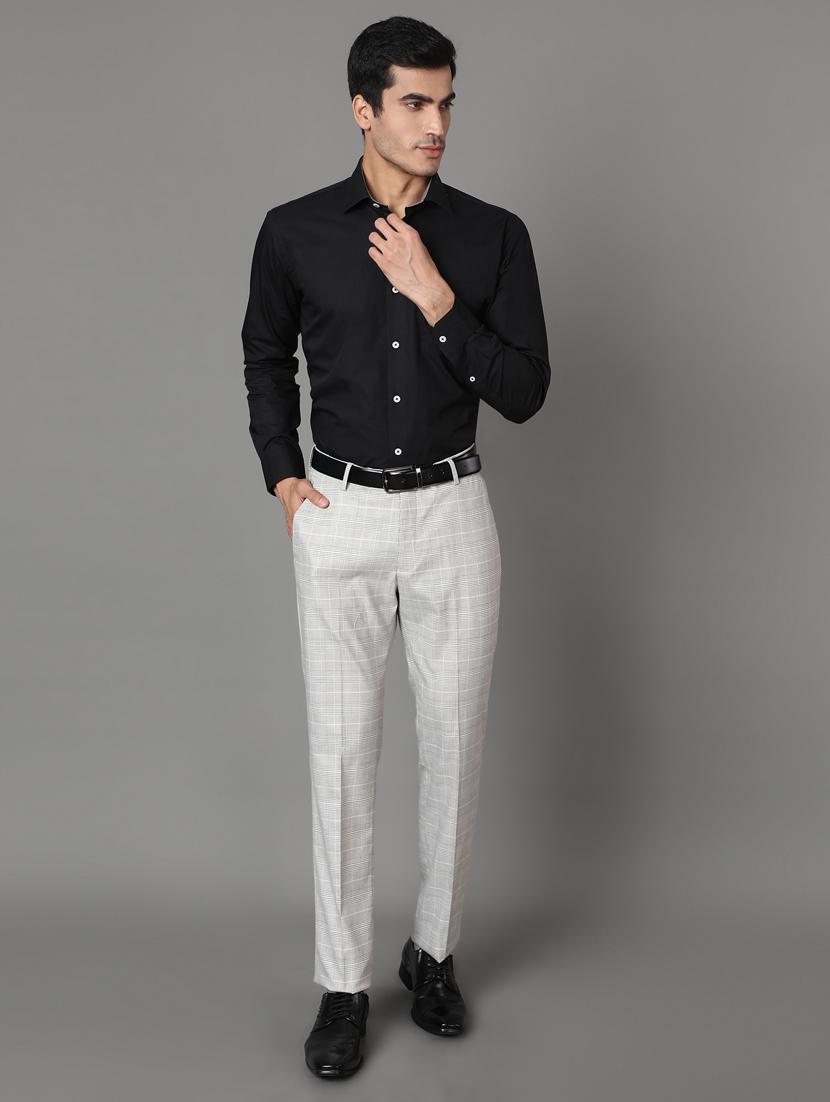 grey checkered formal trouser - 17562469 - Zoom Image - 4