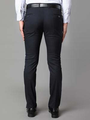 navy blue solid formal trousers - 17562470 - Standard Image - 3