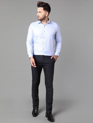 navy blue solid formal trousers - 17562470 - Standard Image - 4