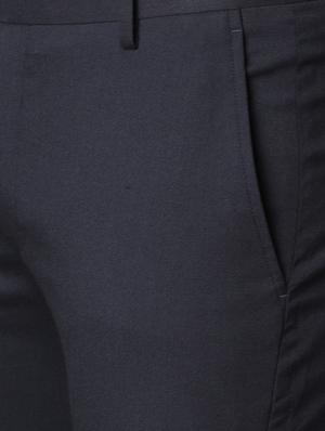 navy blue solid formal trousers - 17562470 - Standard Image - 5