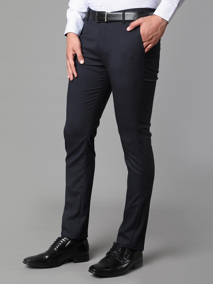 navy blue solid formal trousers - 17562470 - Zoom Image - 2