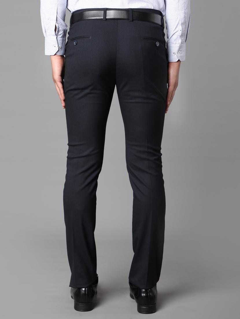 navy blue solid formal trousers - 17562470 - Zoom Image - 3