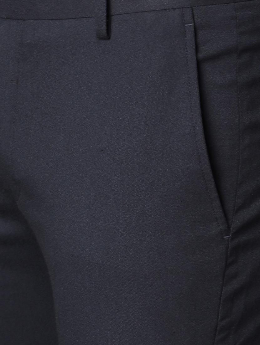 navy blue solid formal trousers - 17562470 - Zoom Image - 5