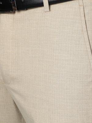 beige solid flat front formal trousers - 17562471 - Standard Image - 5