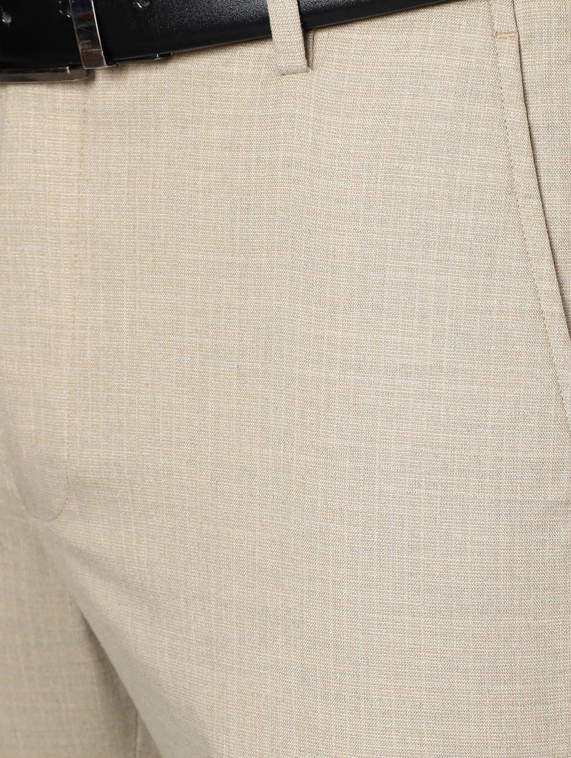 beige solid flat front formal trousers - 17562471 - Zoom Image - 5