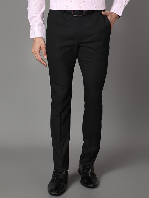 black solid flat front formal trouser - 17562474 - Standard Image - 1