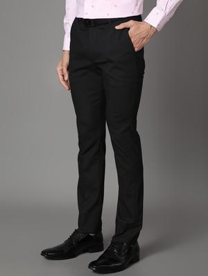 black solid flat front formal trouser - 17562474 - Standard Image - 2