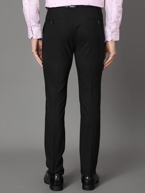 black solid flat front formal trouser - 17562474 - Standard Image - 3