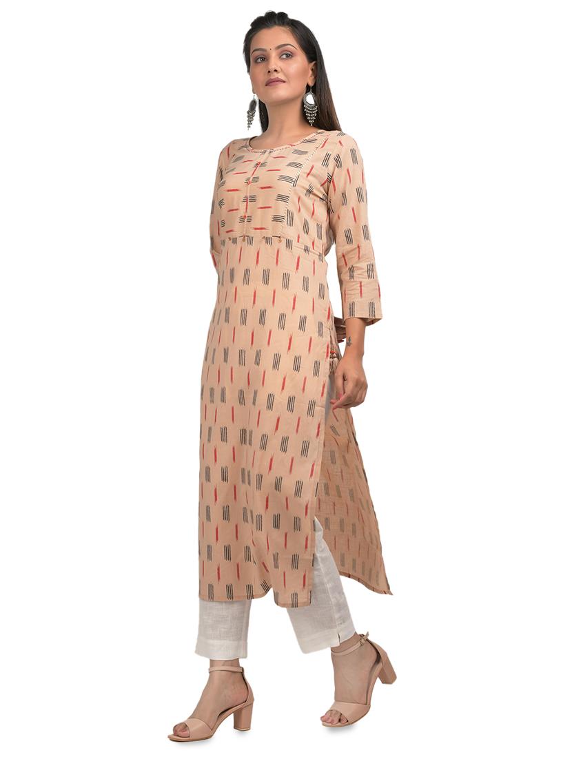 ikat straight kurta - 17562527 - Zoom Image - 2