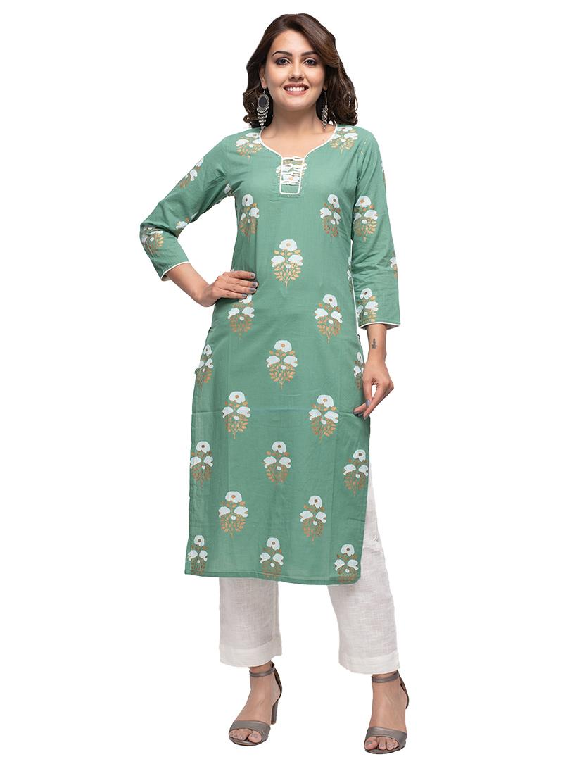 floral straight kurta - 17562529 - Zoom Image - 1