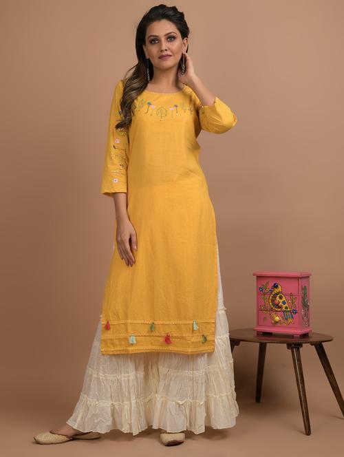 embroidered straight kurta - 17562540 - Standard Image - 1