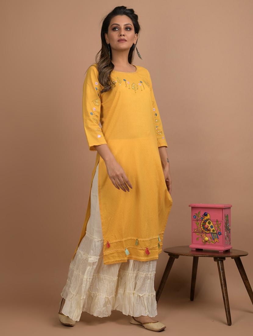 embroidered straight kurta - 17562540 - Zoom Image - 2