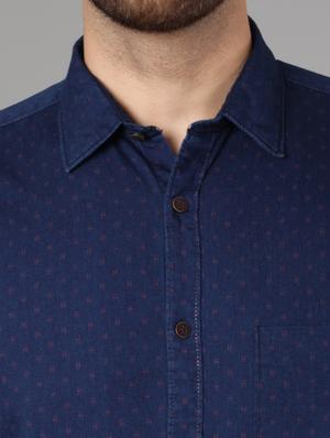 navy blue self design casual shirt - 17562596 - Standard Image - 5
