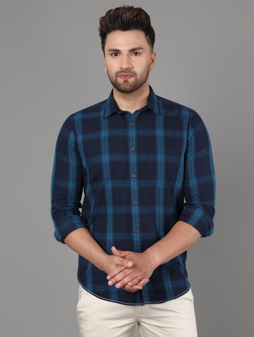 blue checkered casual shirt - 17562597 - Standard Image - 1