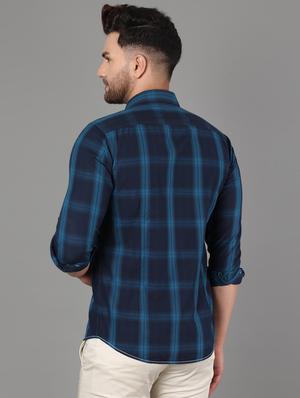 blue checkered casual shirt - 17562597 - Standard Image - 3