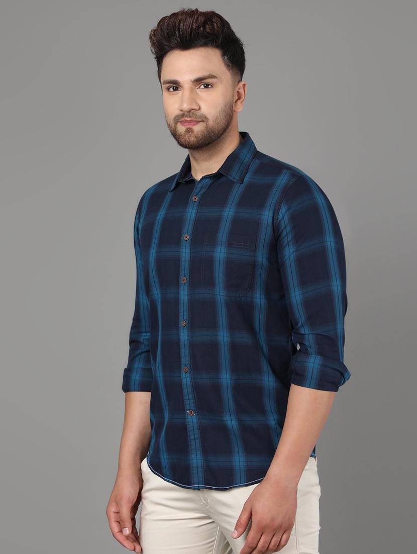 blue checkered casual shirt - 17562597 - Zoom Image - 2