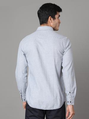 blue self design casual shirt - 17562603 - Standard Image - 3