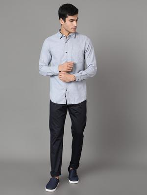 blue self design casual shirt - 17562603 - Standard Image - 4