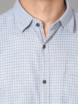 blue self design casual shirt - 17562603 - Standard Image - 5
