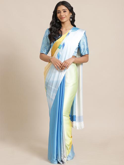 abstract printed saree with blouse - 17562954 - Very Small Image - 1