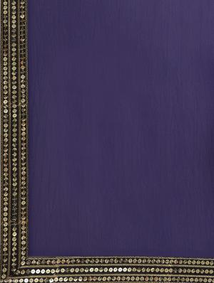 navy georgette bordered saree with blouse - 17562968 - Standard Image - 4