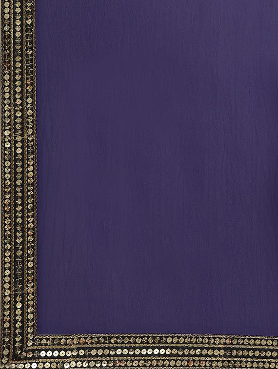 navy georgette bordered saree with blouse - 17562968 - Zoom Image - 4