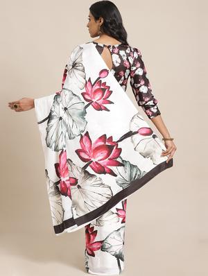 floral printed saree with blouse - 17562972 - Standard Image - 2