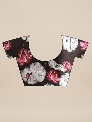 floral printed saree with blouse - 17562972 - Standard Image - 3
