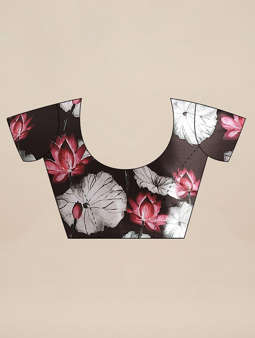 floral printed saree with blouse - 17562972 - Zoom Image - 3
