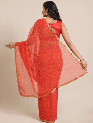 bordered printed saree with blouse - 17562974 - Standard Image - 2