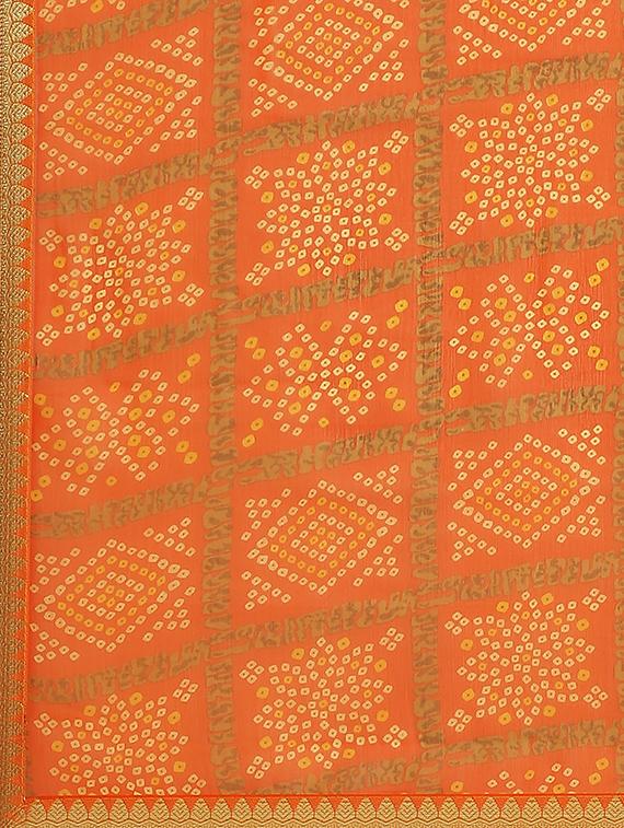 bandhani printed saree with blouse - 17562975 - Zoom Image - 4