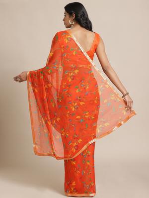 floral printed saree with blouse - 17562976 - Standard Image - 2