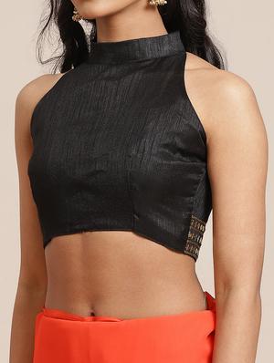 solid bordered saree with blouse - 17562977 - Standard Image - 3