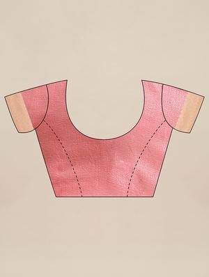 peach linen woven saree with blouse - 17562981 - Standard Image - 3