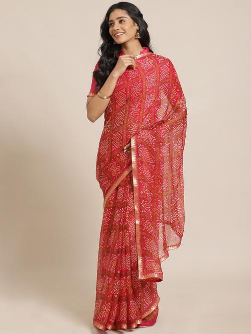 bordered printed saree with blouse - 17562989 - Standard Image - 1