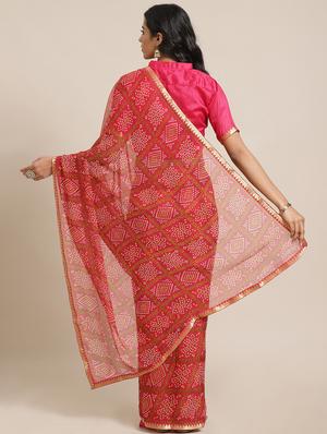 bordered printed saree with blouse - 17562989 - Standard Image - 2