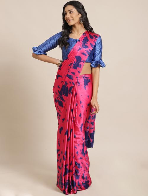 abstract printed saree with blouse - 17562993 - Standard Image - 1