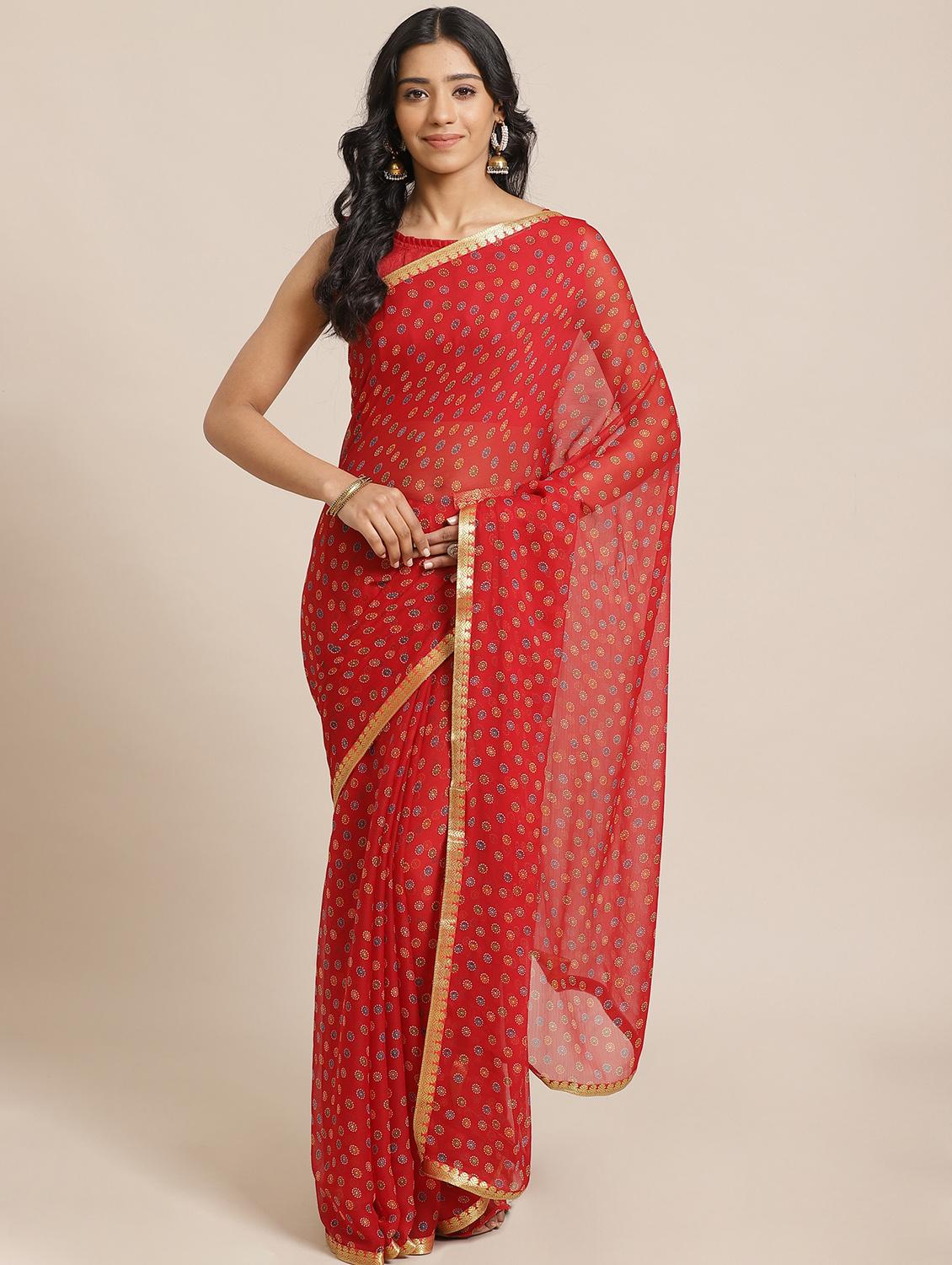 bordered printed saree with blouse - 17563003 - Zoom Image - 1