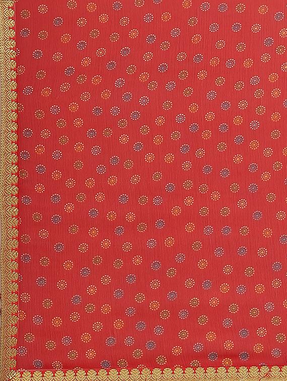 bordered printed saree with blouse - 17563003 - Zoom Image - 4