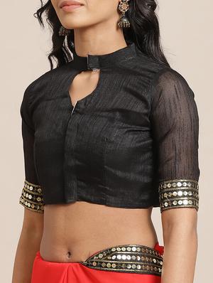 solid bordered saree with blouse - 17563008 - Standard Image - 3