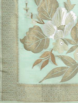 floral woven saree with blouse - 17563011 - Standard Image - 4