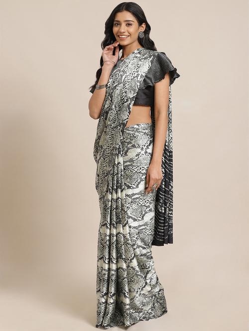 animal printed saree with blouse - 17563012 - Standard Image - 1