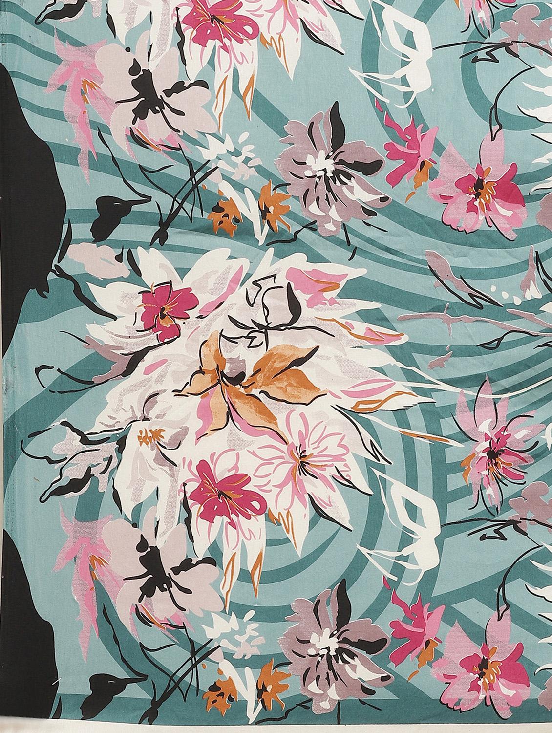 floral printed saree with blouse - 17563013 - Zoom Image - 4